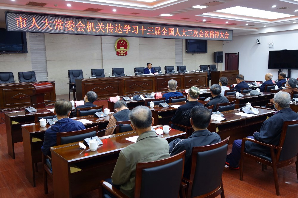市人大常委会机关传达学习十三届全国人大三次会议精神